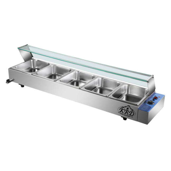 KRD Commercial Display Wet Bain Marie Countertop warmer 5xGN1/2 1465mm