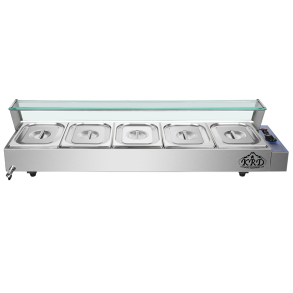 KRD Commercial Display Wet Bain Marie Countertop warmer 5xGN1/2 1465mm