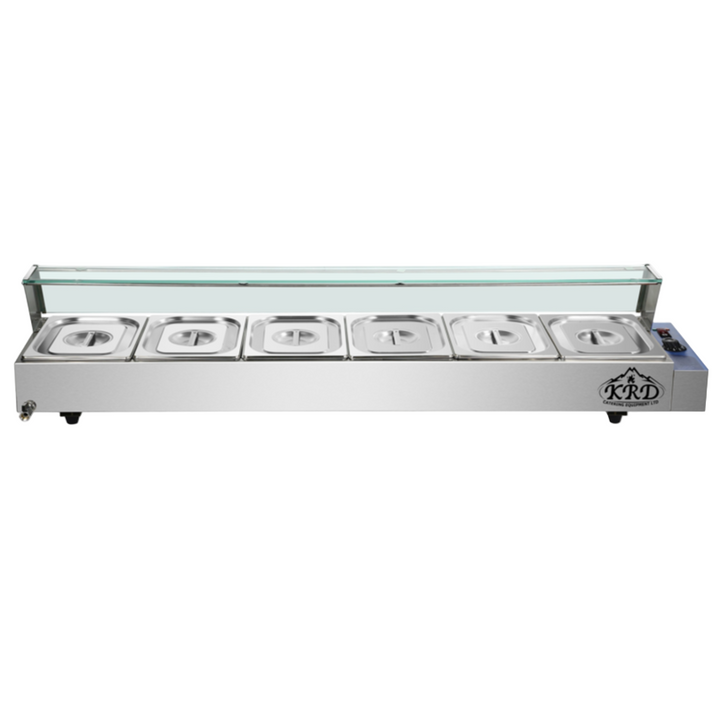KRD Commercial Display Wet Bain Marie Countertop warmer 6xGN1/2 1730mm