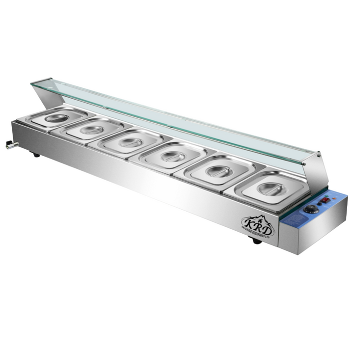 KRD Commercial Display Wet Bain Marie Countertop warmer 6xGN1/2 1730mm