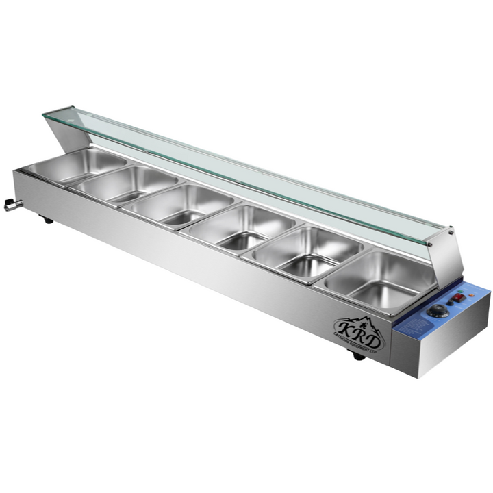 KRD Commercial Display Wet Bain Marie Countertop warmer 6xGN1/2 1730mm