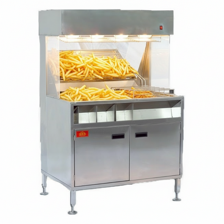 KRD Free Standing Electric Chips Scuttle Dump Bagging & Warming Station VF100