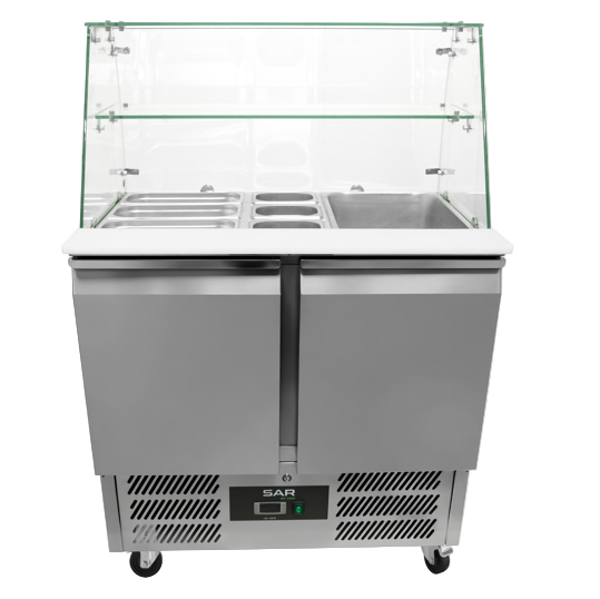 KRD Saladette with Glass Display 1 Shelf 2 doors 90cm S900SQ
