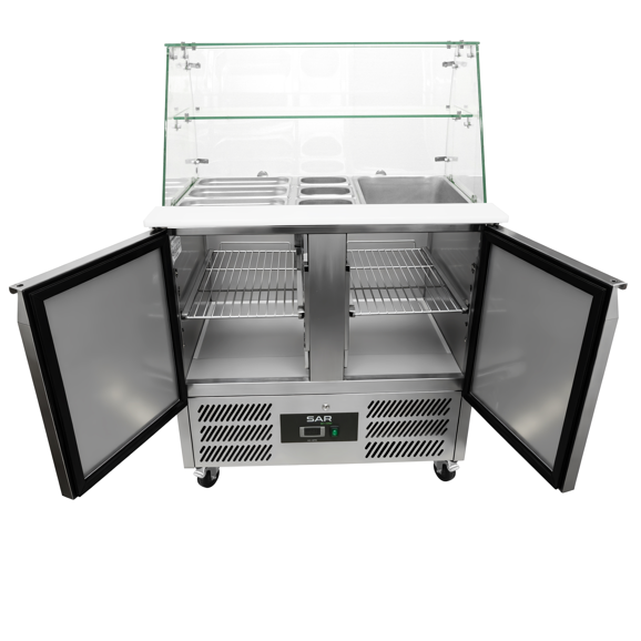 KRD Saladette with Glass Display 1 Shelf 2 doors 90cm S900SQ