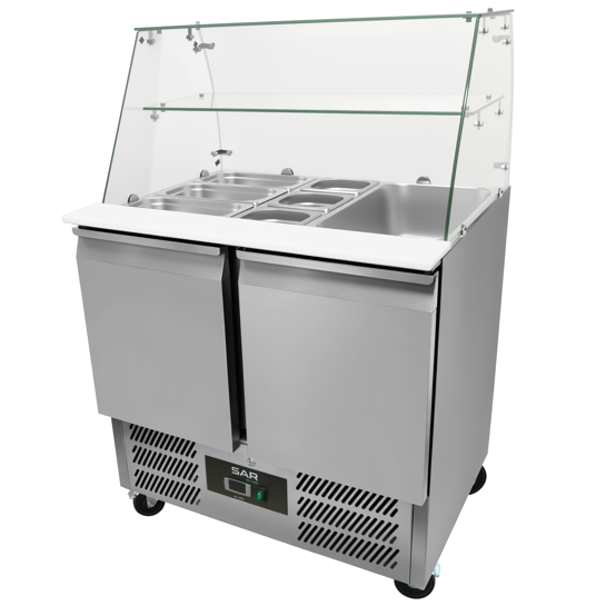 KRD Saladette with Glass Display 1 Shelf 2 doors 90cm S900SQ