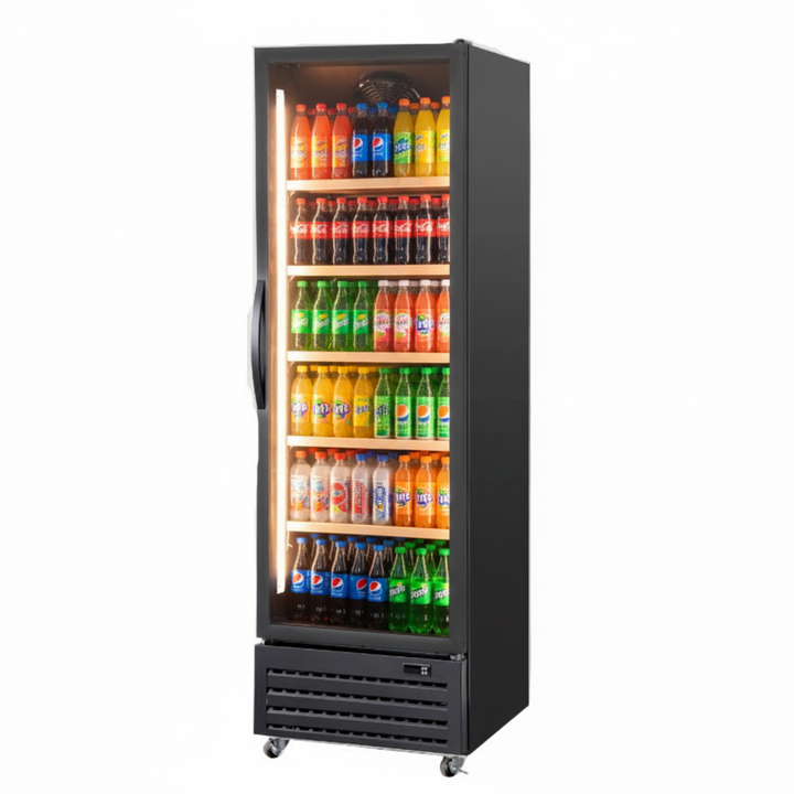 KRD Upright Single Door Glass Display Refrigerator Black 61cm LGX426WL