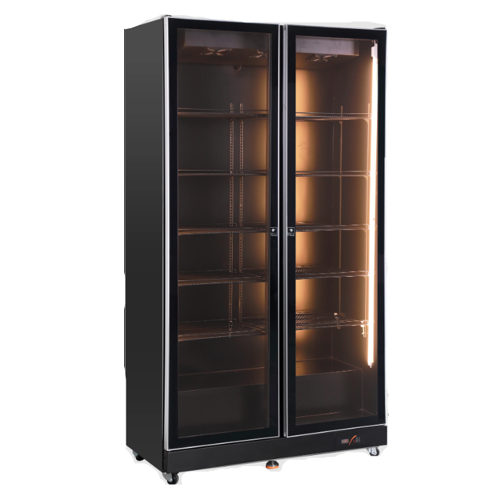 KRD Upright Double Display Refrigerator 2 Hinged Glass Door 110cm LG41100LWA with double glass doors for commercial kitchen equipment