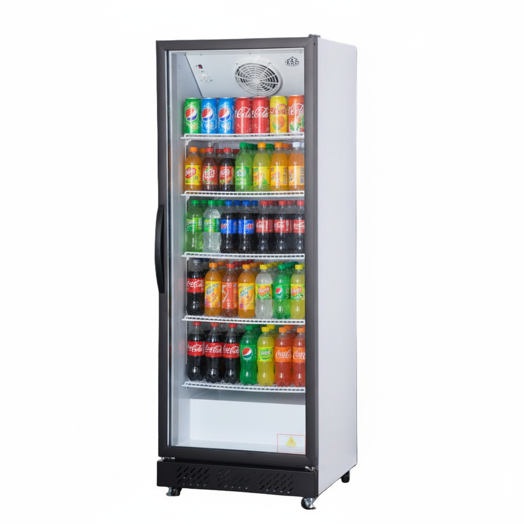 KRD Upright Single Door Glass Display Refrigerator White 61cm LGT350WL