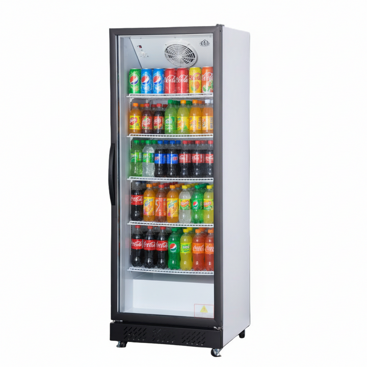 KRD Upright Single Door Glass Display Refrigerator White 61cm LGT350WL