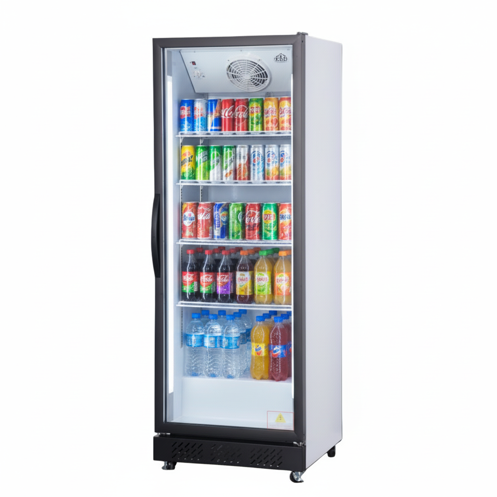 KRD Upright Single Door Glass Display Refrigerator White 68cm LGT460WL