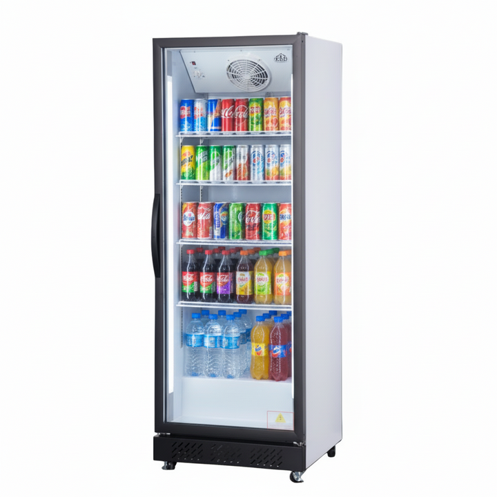 KRD Upright Single Door Glass Display Refrigerator White 68cm LGT460WL