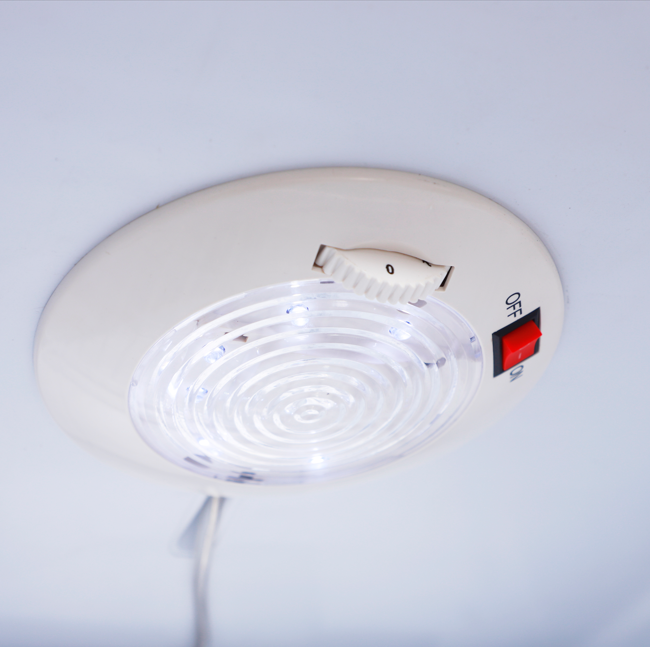 LED ceiling light with adjustable switch, round design, white color, suitable for various indoor lighting applications.