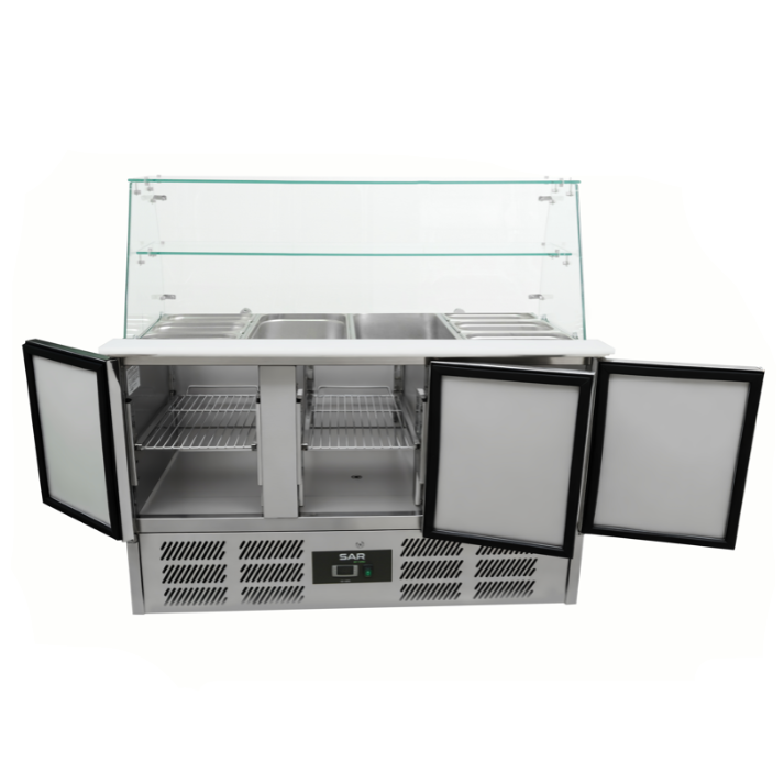 KRD  Commercial Saladette Fridge Glass top 3 doors S903SQ