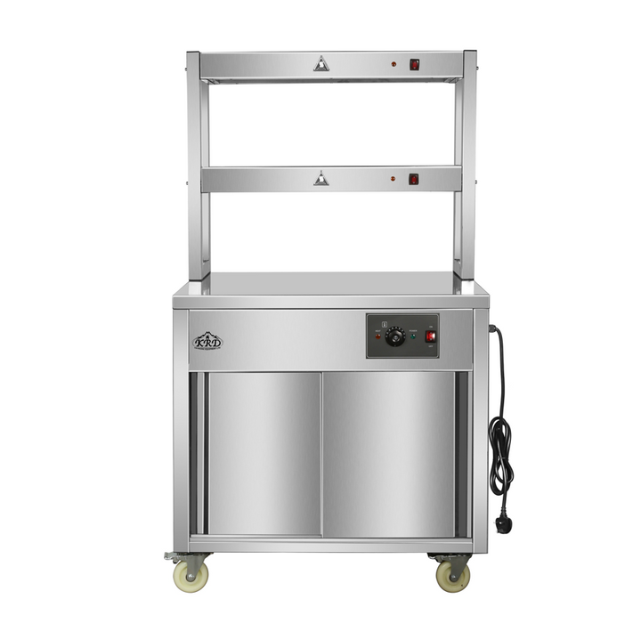 KRD Professional Mobile Hot Cupboard with 2 Tier Heated Gantry Food warmer 90cm