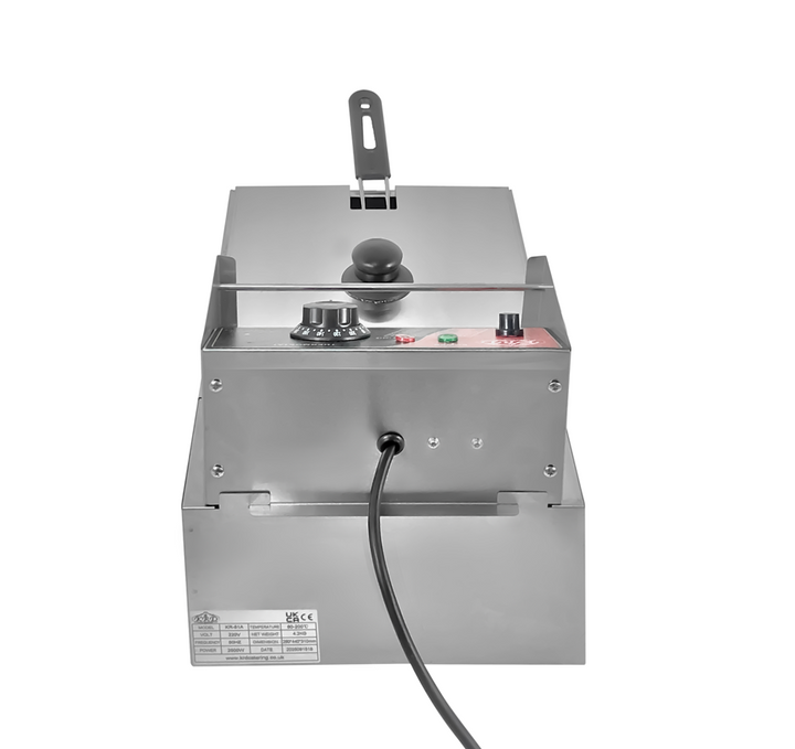KRD Commercial Fryer Electric 6 litre Single 2.5kW Countertop KR81A stainless steel design with a user-friendly control panel.