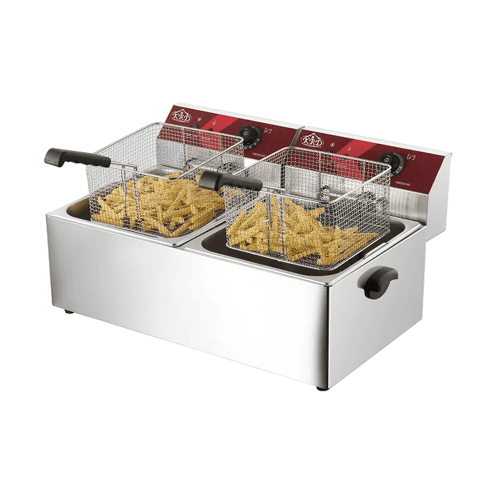 KRD Commercial Fryer Double Electric 2x 8 litre 6.5kW Countertop EF8L2