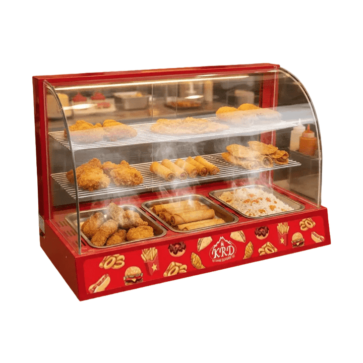 KRD Commercial Curved Glass Hot Food Display Warmer Showcase 1.2kW KR-3P