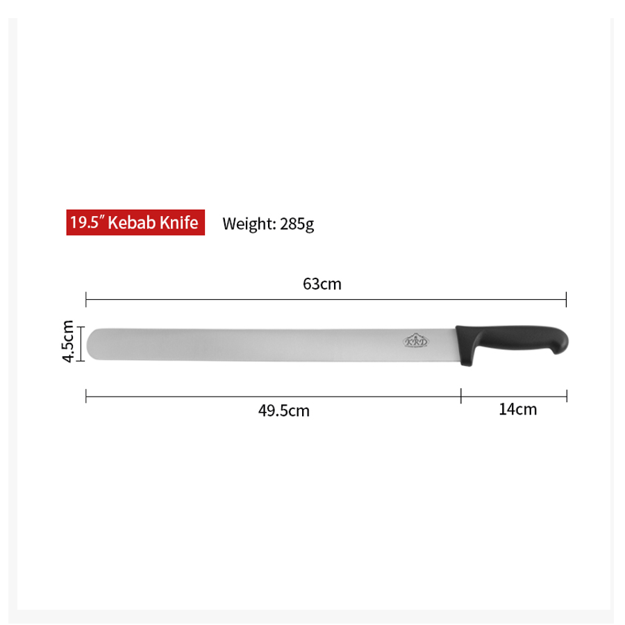 KRD Commercial Straight Edge Kebab Knife 630mm Stainless Steel 313L7