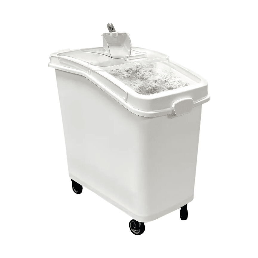 KRD Mobile Polypropylene Ingredient Bin Transparent lid 81 Litre QH-IB81