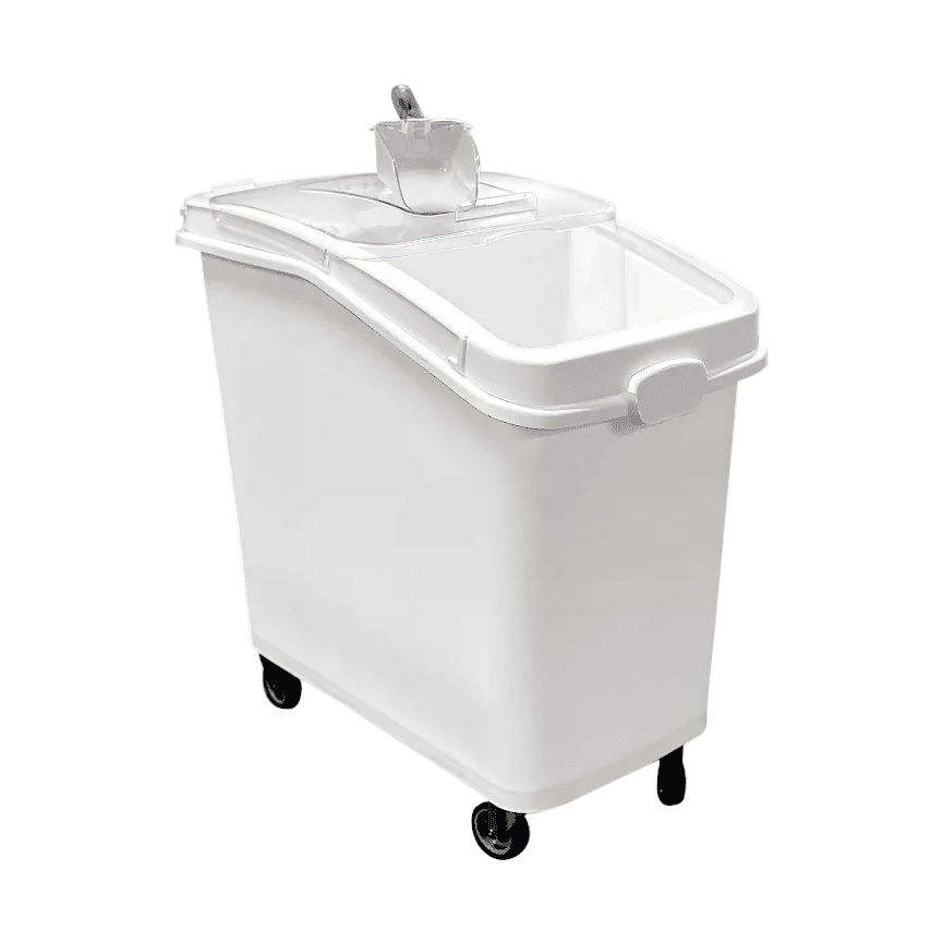 KRD Mobile Polypropylene Ingredient Bin Transparent lid 81 Litre QH-IB81