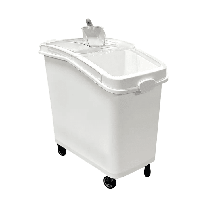 KRD Mobile Polypropylene Ingredient Bin Transparent lid 81 Litre QH-IB81