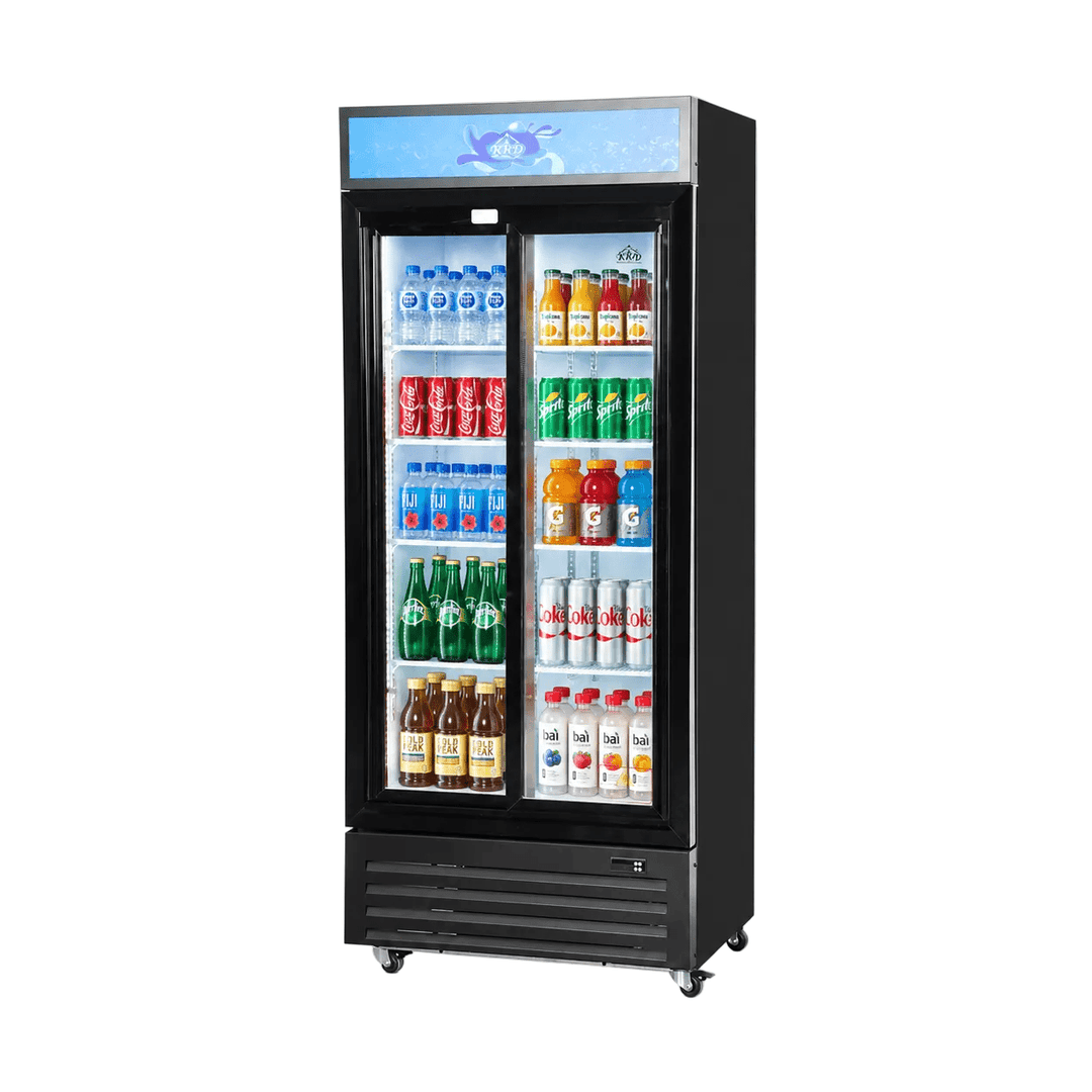KRD Commercial Upright Display Fridge 800mm Double Sliding Doors KD-800S