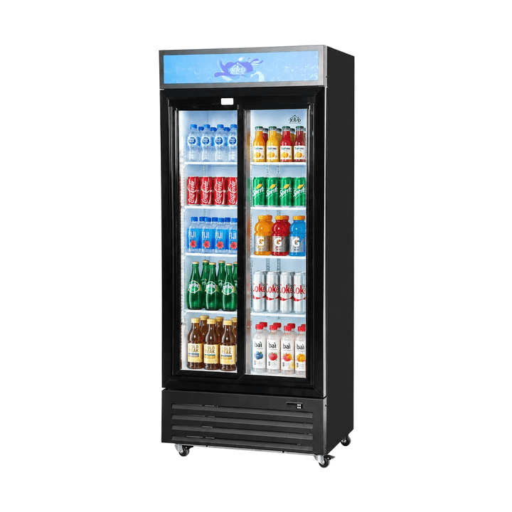 KRD Commercial Upright Display Fridge 800mm Double Sliding Doors KD-800S