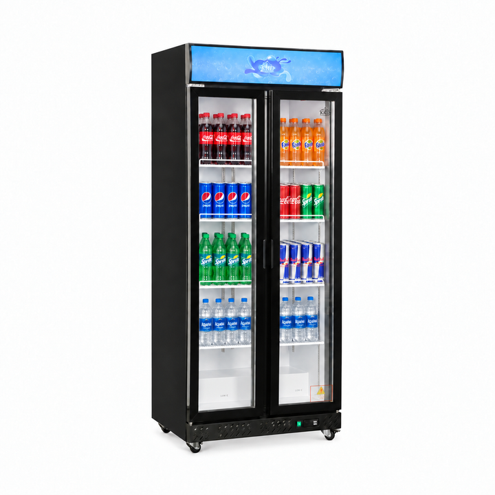 KRD Bottle Cooler Upright 520L Hinged Double Glass Doors 460W KDD-800