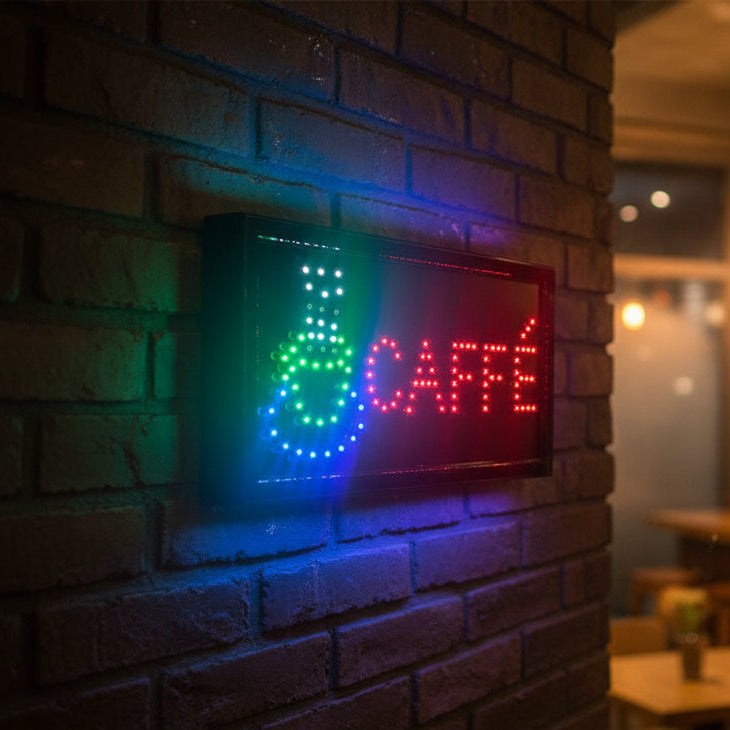 KRD Bright Flashing LED CAFFE Shop Sign Hang Display Window Light TL193