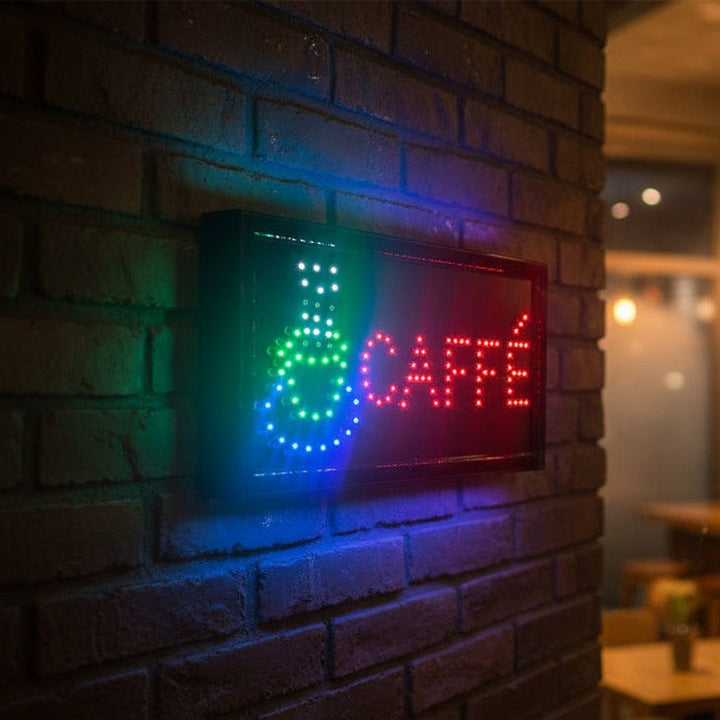 KRD Bright Flashing LED CAFFE Shop Sign Hang Display Window Light TL193