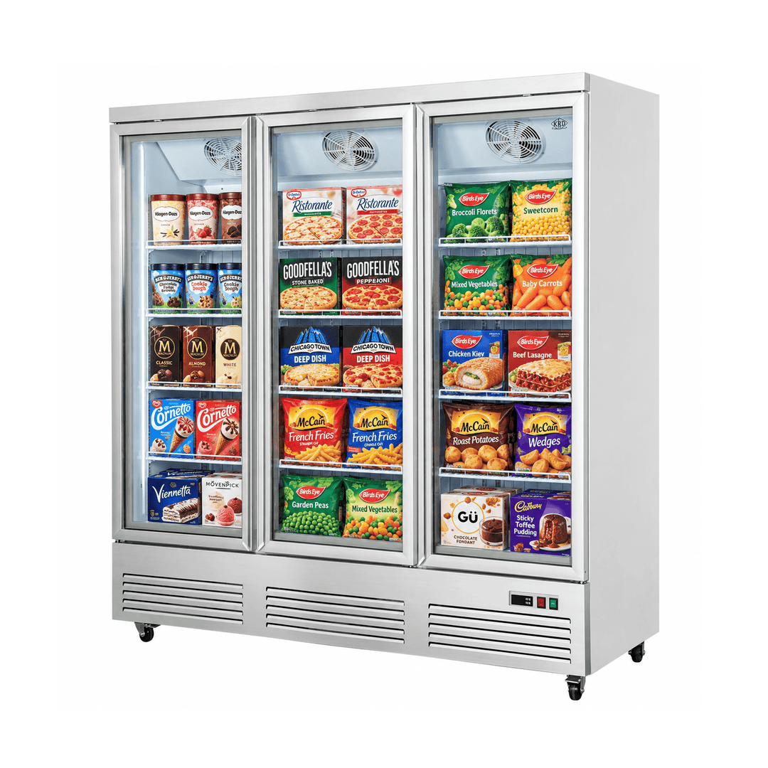 KRD 1430L Upright Display Freezer 3 Hinged Glass Doors 188cm RD-1430M3WP