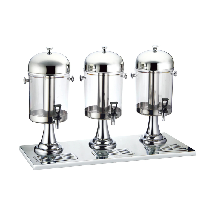 KRD Triple Juice Dispenser Drip Tray Stainless Steel 3 X 8 litres for commercial catering and restaurant use.