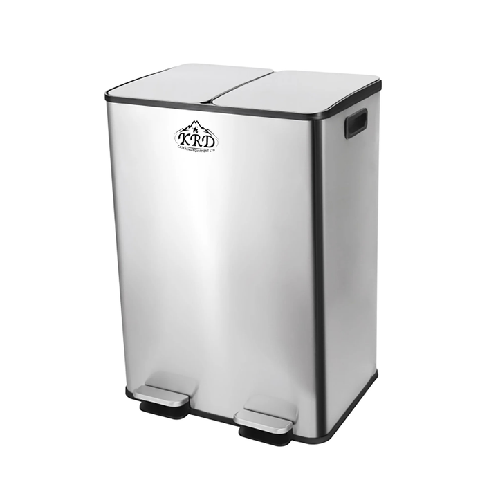KRD 30L Dual Recycling Bin 2 x 15L Stainless Steel Pedal Trash Can