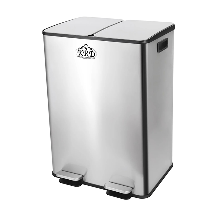 KRD Dual 2 x 30 L Stainless Steel Step Trash Can Pedal-Operated Lid