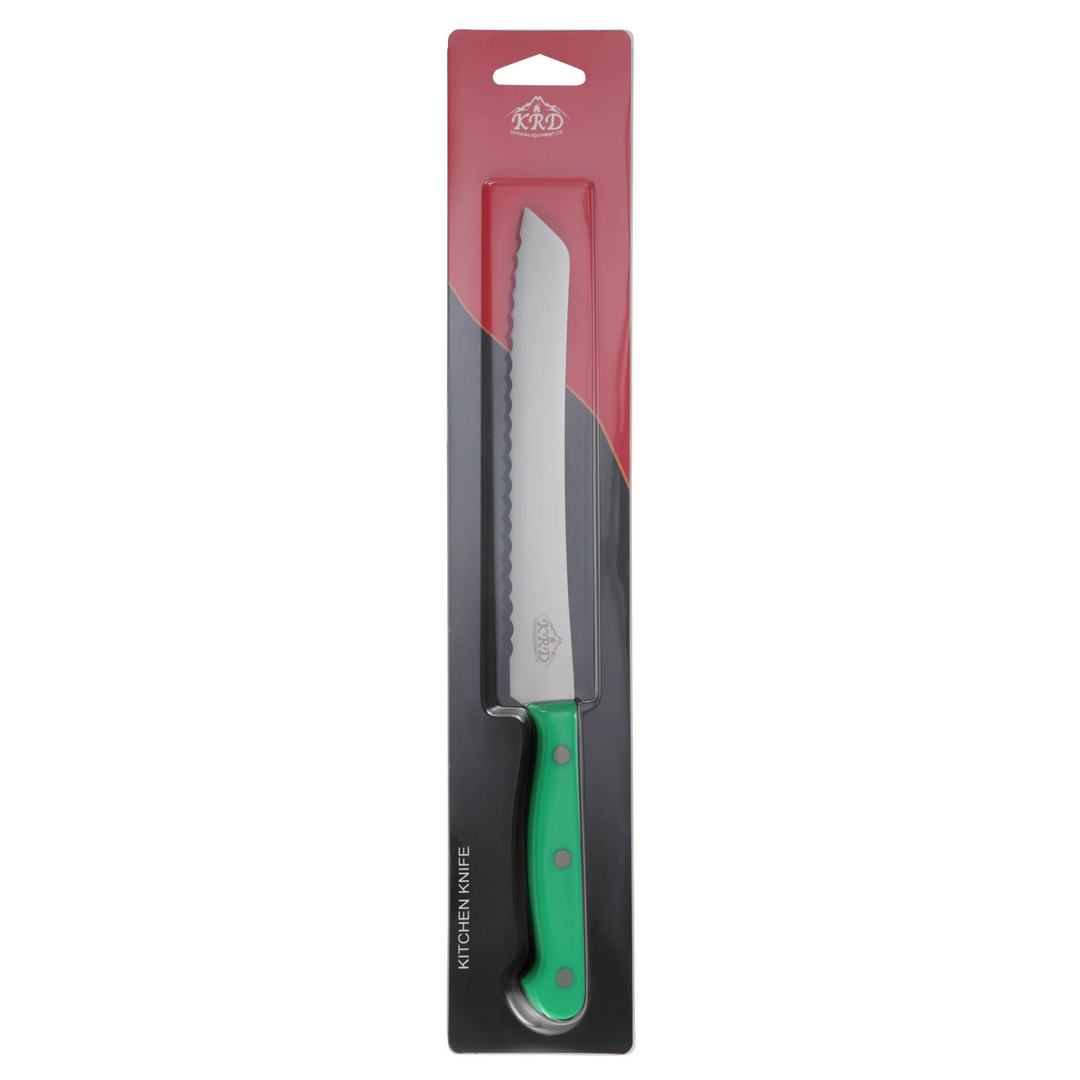 KRD 8" Bread Knife Colour Coded 2.5mm Thickness 32003, stainless steel blade for precise slicing in commercial kitchens.