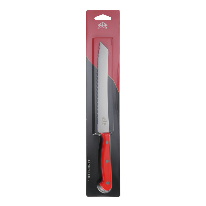 KRD 8" Bread Knife Colour Coded 2.5mm Thickness 32003 for precise slicing in commercial kitchens, made from stainless steel.