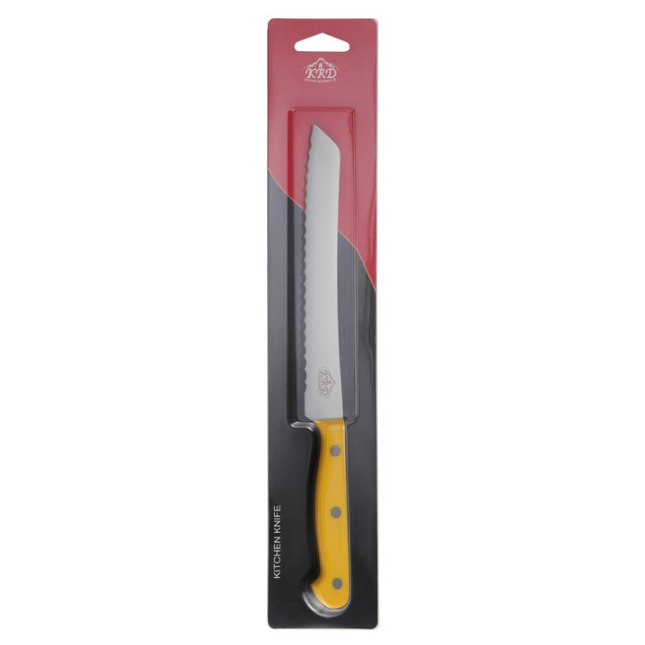 KRD 8" Bread Knife Colour Coded 2.5mm Thickness 32003, stainless steel blade, essential for commercial kitchen equipment.