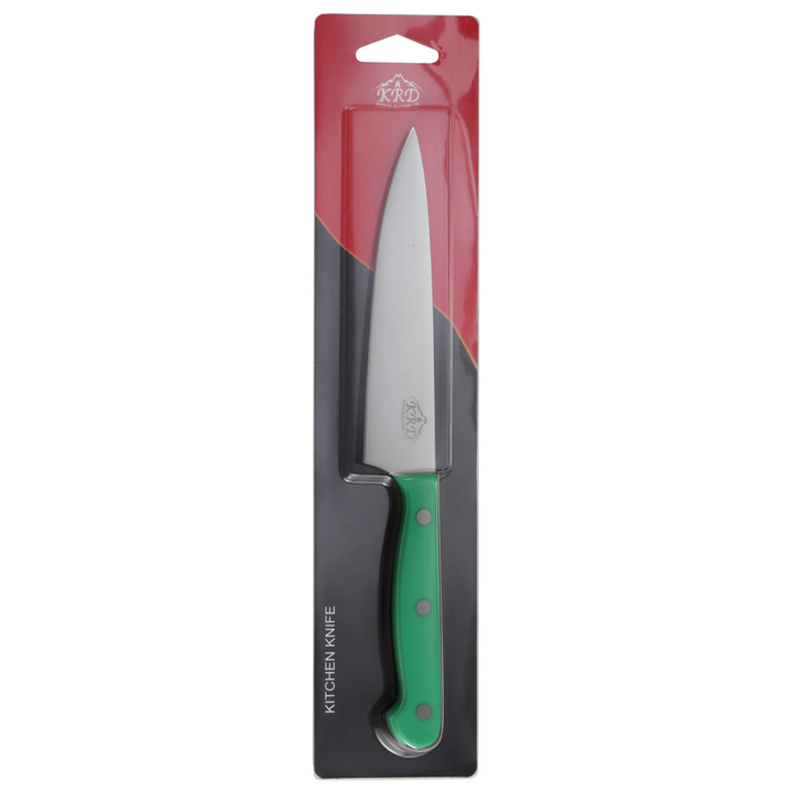 KRD 8" Coloured Chef Knife 2.5mm Thickness 32001, stainless steel blade designed for precision in commercial kitchen tasks.