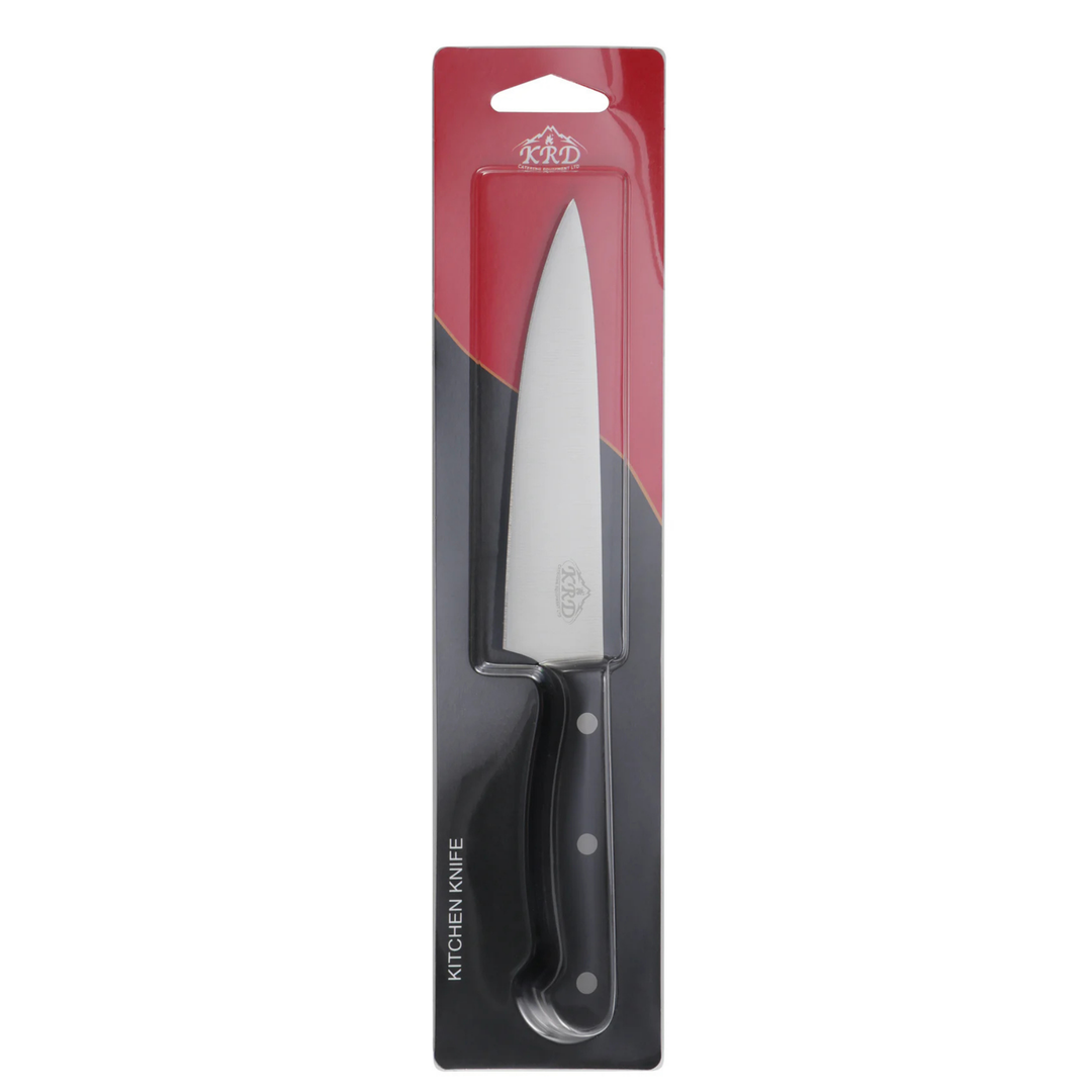 KRD 8" Coloured Chef Knife 2.5mm Thickness 32001 in packaging, ideal for restaurant and commercial kitchen equipment.