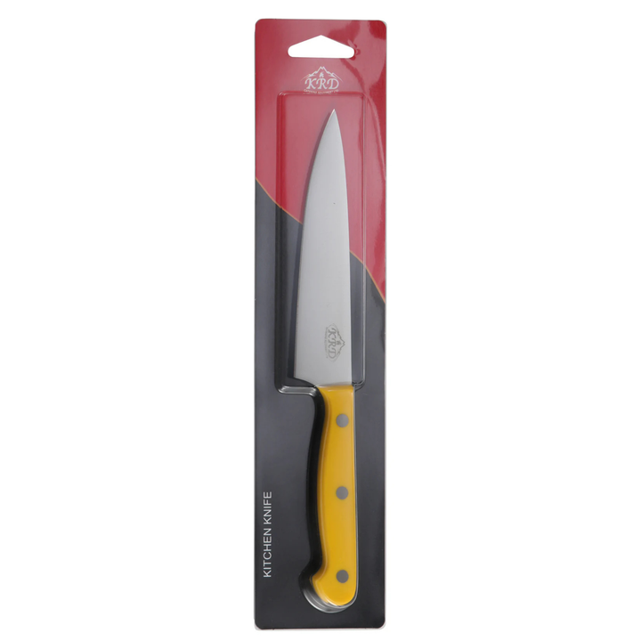 KRD 8" Coloured Chef Knife 2.5mm Thickness 32001, stainless steel, ideal for slicing and intricate kitchen tasks.