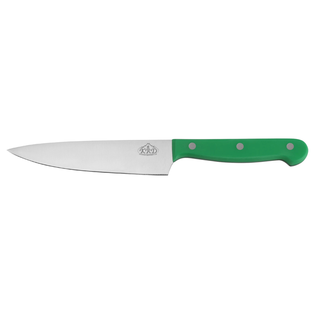 KRD 8" Coloured Chef Knife 2.5mm Thickness 32001, stainless steel blade, 8 inch compact design for versatile kitchen tasks.