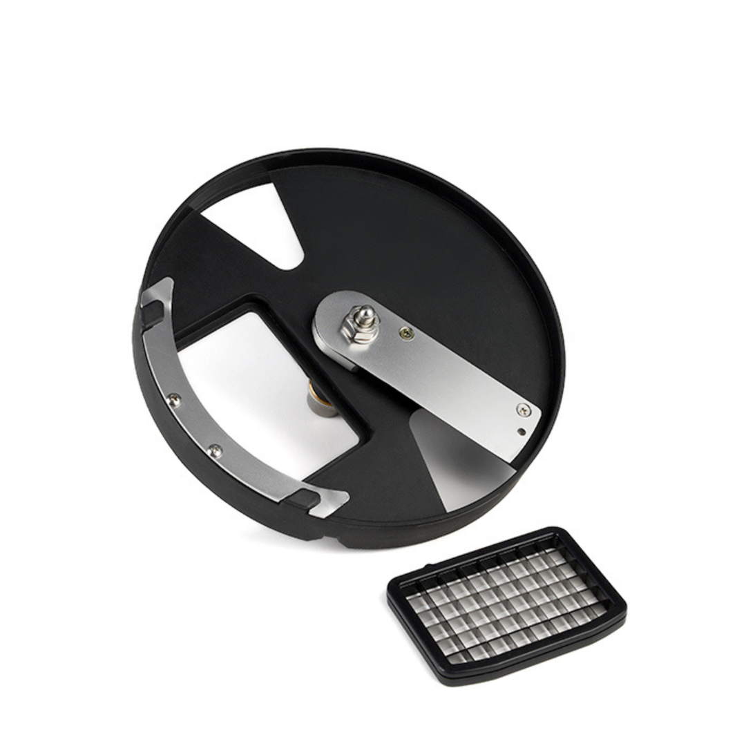 KRD Commercial Vegetable Cutting & Food Processing Machine 5 Litres vegetable slicing disc with stainless steel frame.