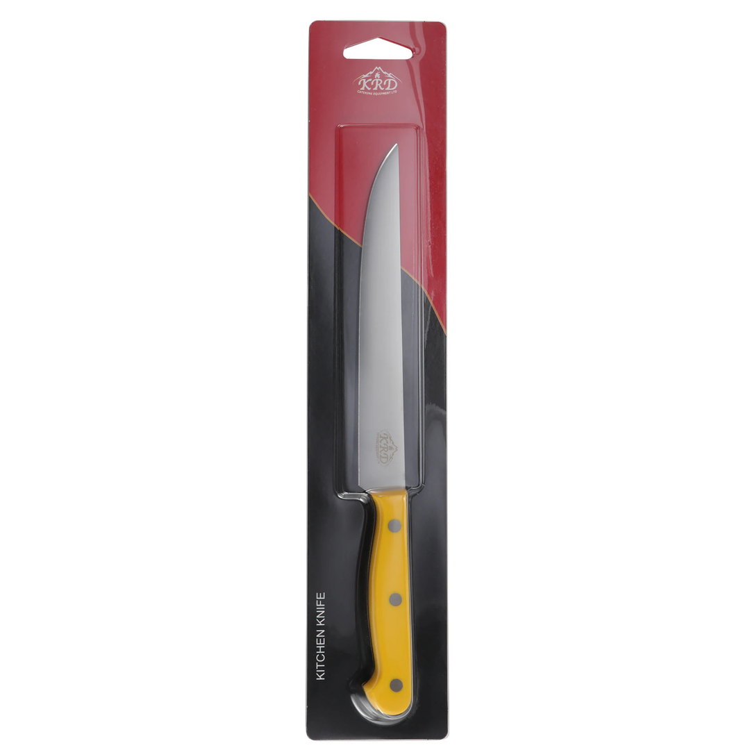 KRD 8" Slicer Knife Colour Coded 2.5mm Thickness 32002, stainless steel blade, ideal for slicing and intricate kitchen tasks.