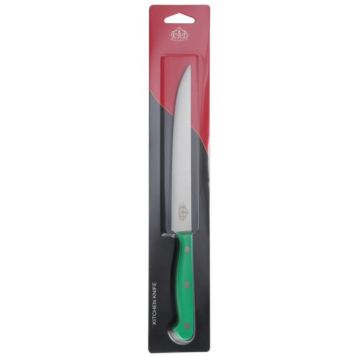 KRD 8" Slicer Knife Colour Coded 2.5mm Thickness 32002, stainless steel kitchen knife for precise slicing and trimming.