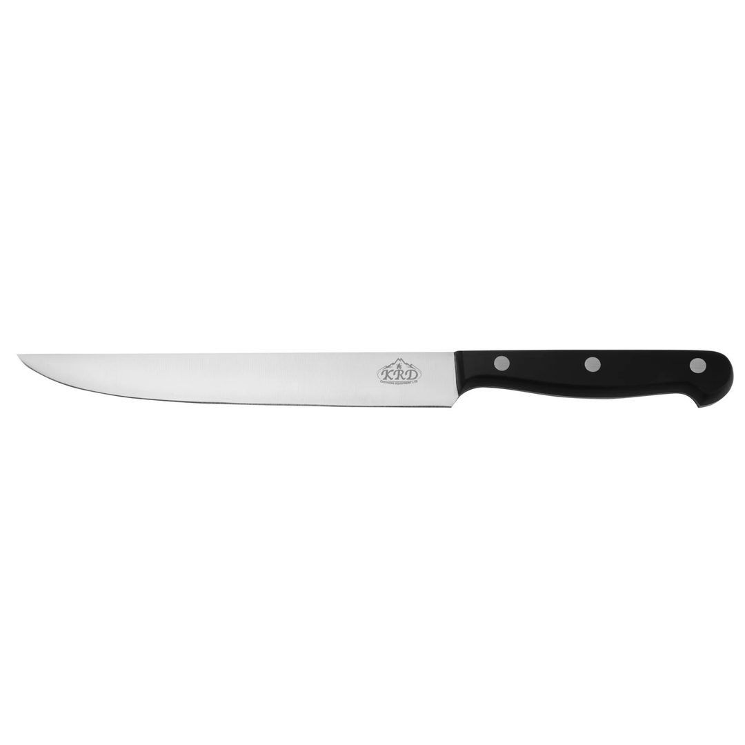 KRD 8" Slicer Knife Colour Coded 2.5mm Thickness 32002 display, high-quality stainless steel blade for precise slicing.