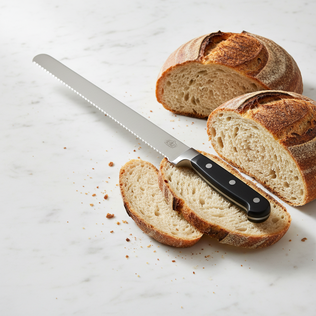 KRD 30cm Serrated Slicer Knife 2.5mm Thickness Black Handle bread slicer 502E601