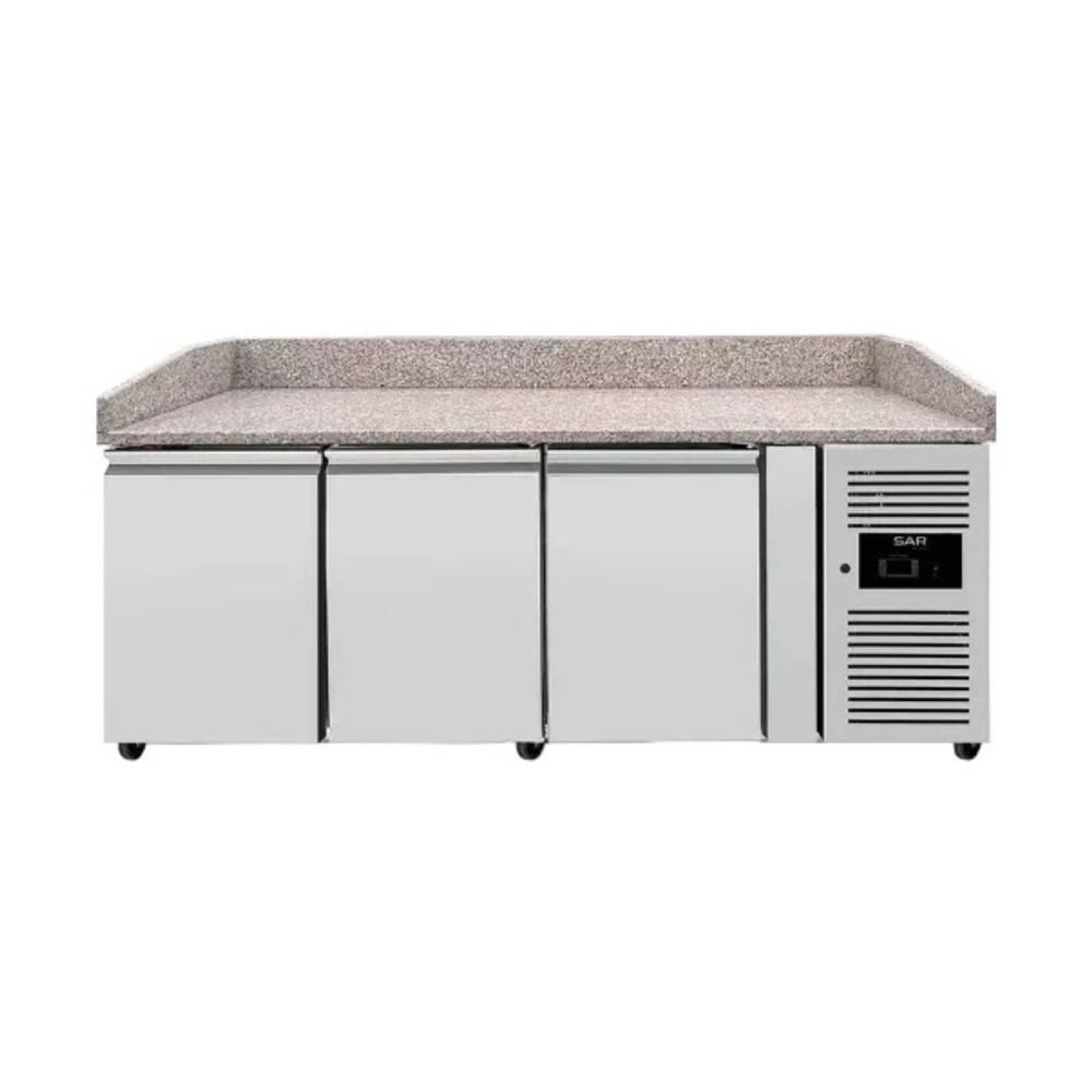 KRD 3 Door Pizza Prep Counter 2015mm Granite Top Commercial Fridge THPZ3600TN