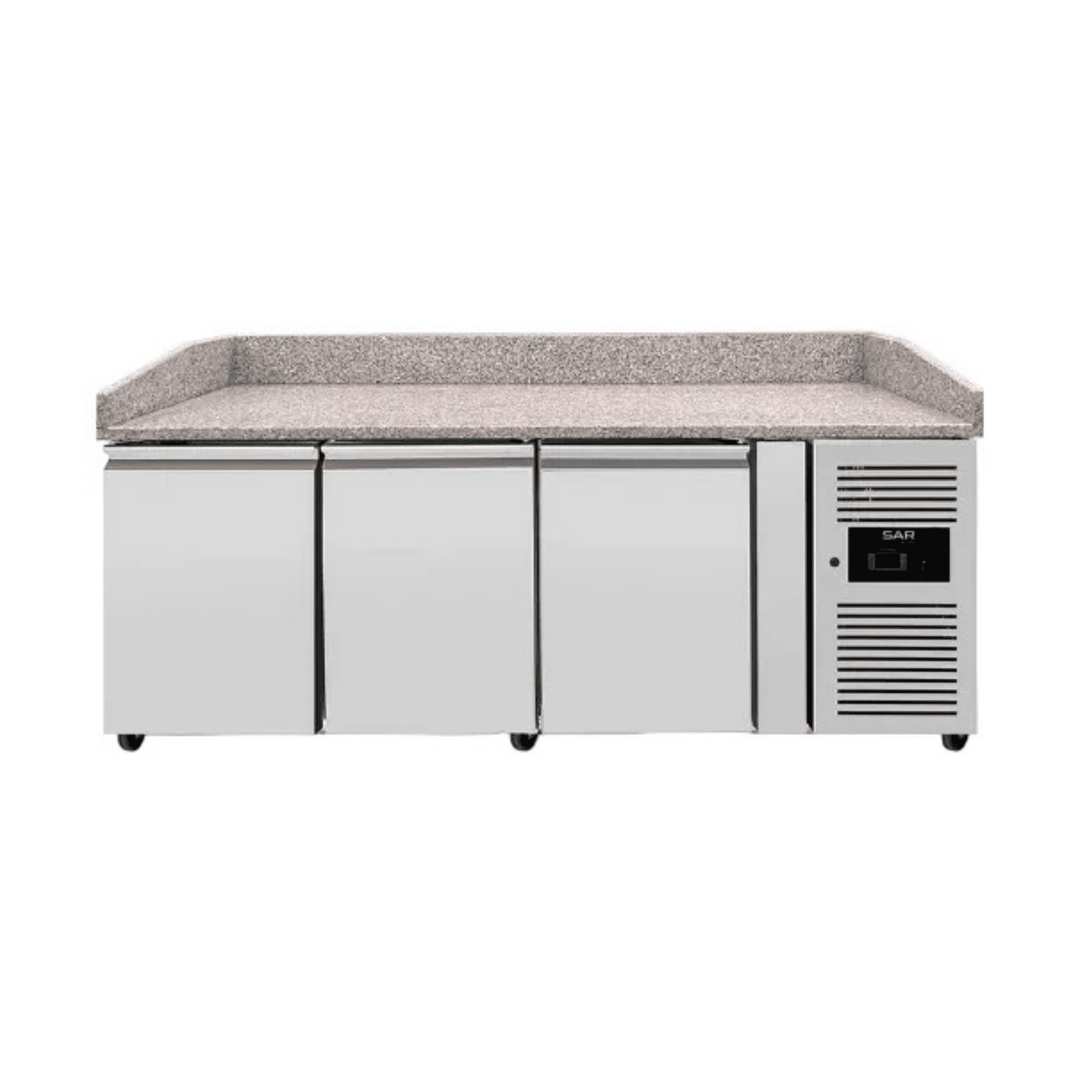 KRD 3 Door Pizza Prep Counter 2015mm Granite Top Commercial Fridge THPZ3600TN