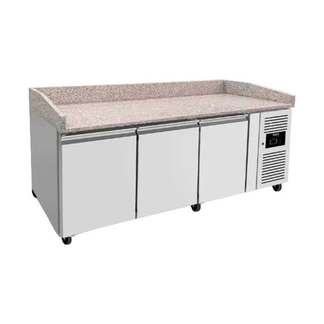 KRD 3 Door Pizza Prep Counter 2015mm Granite Top Commercial Fridge THPZ3600TN