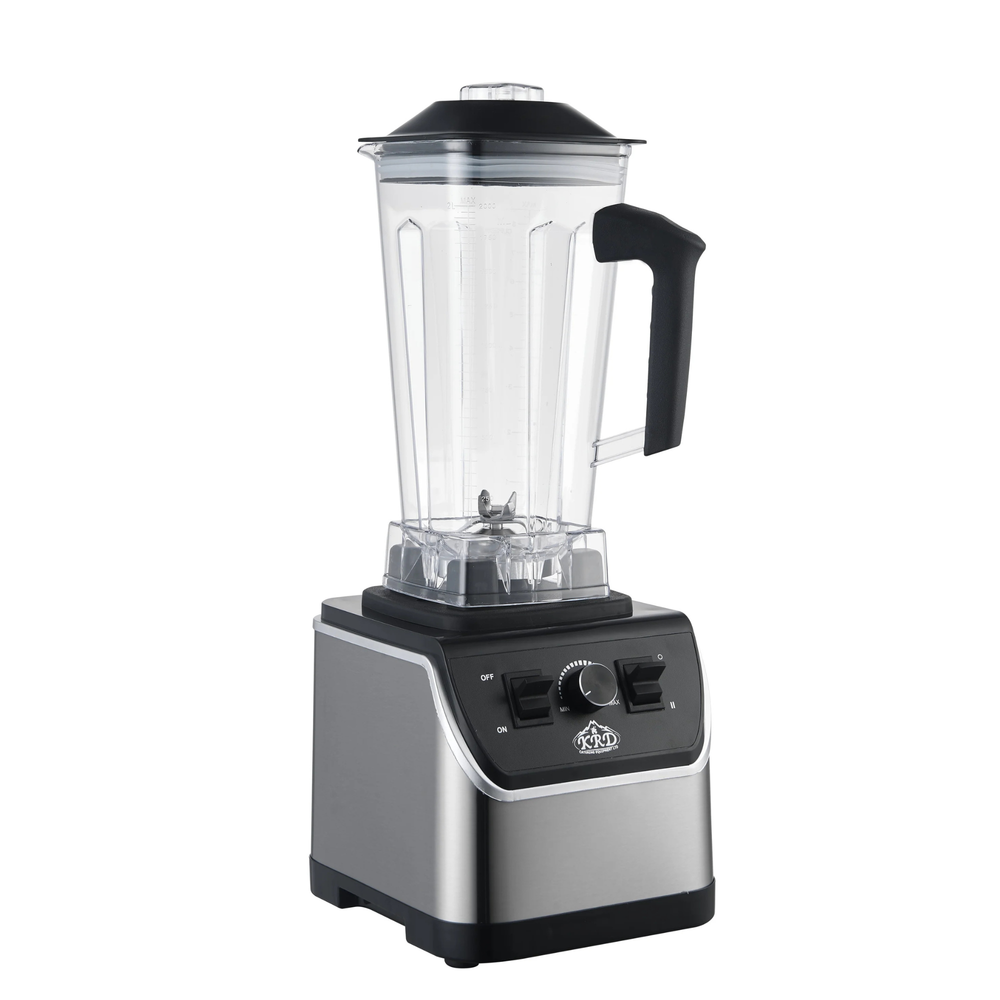 KRD Professional Blender 2 Litres 1500W Manual Control KCM-822B for commercial kitchen and restaurant use, stainless steel design.